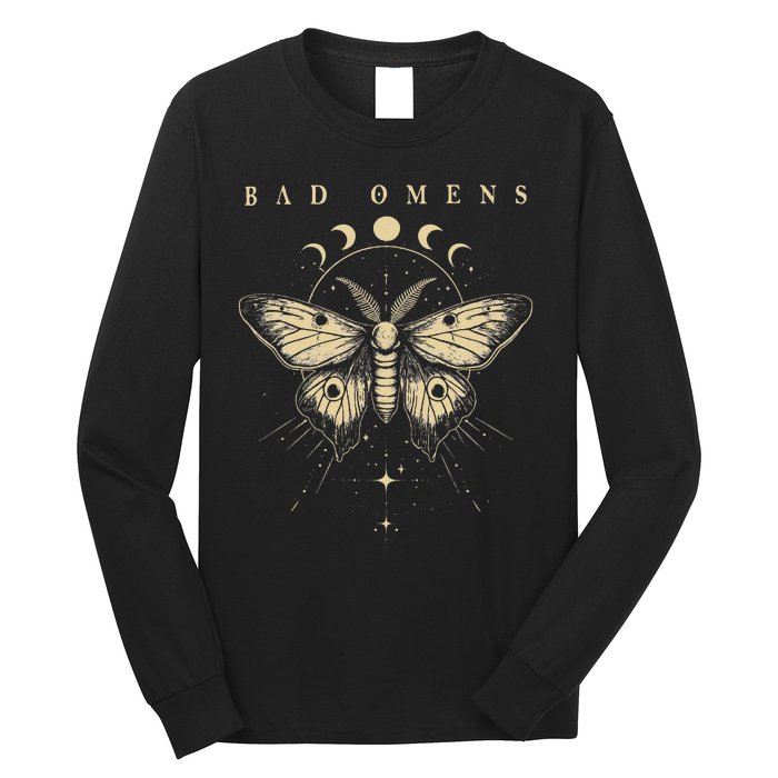 Vintage Bad Music Rock 90s Moth And Moons Vaporware Omens Long Sleeve Shirt