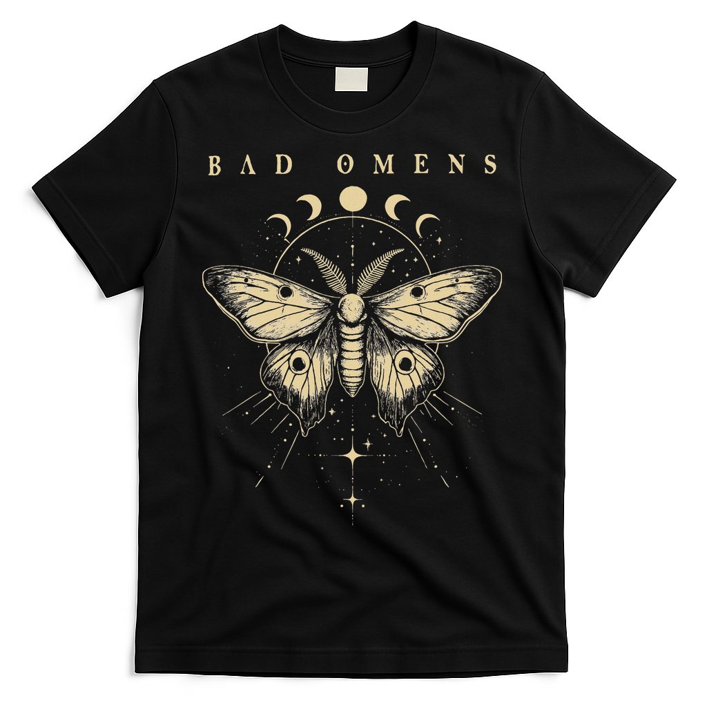 Vintage Bad Music Rock 90s Moth And Moons Vaporware Omens T-Shirt