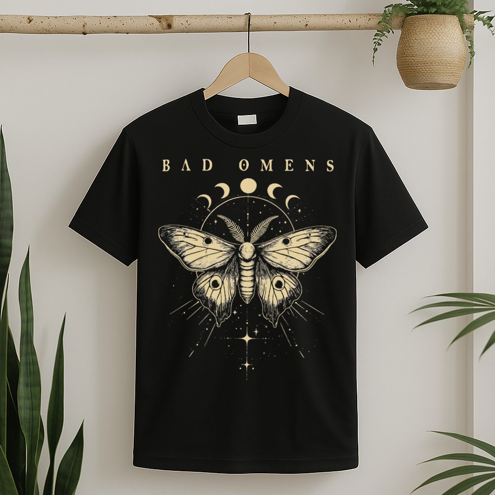 Vintage Bad Music Rock 90s Moth And Moons Vaporware Omens T-Shirt