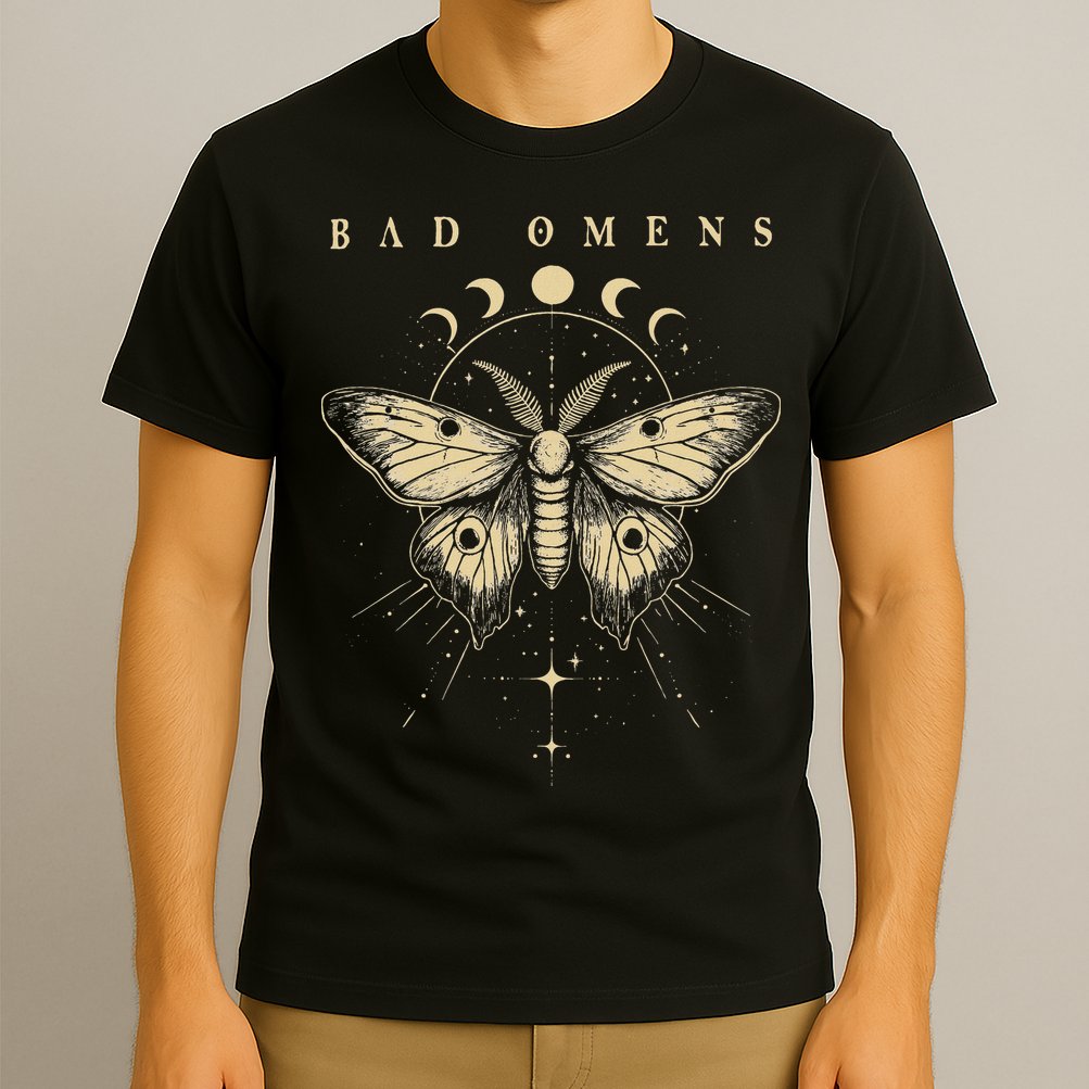 Vintage Bad Music Rock 90s Moth And Moons Vaporware Omens T-Shirt