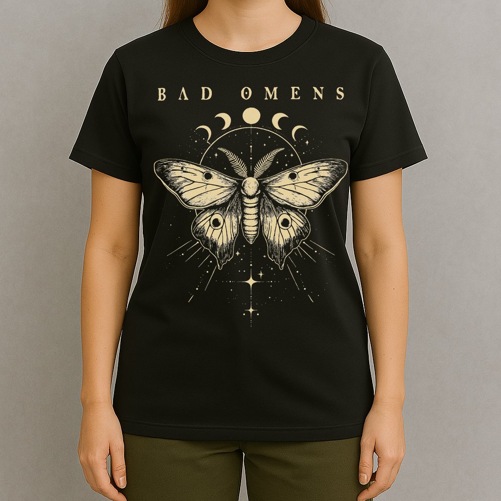 Vintage Bad Music Rock 90s Moth And Moons Vaporware Omens T-Shirt