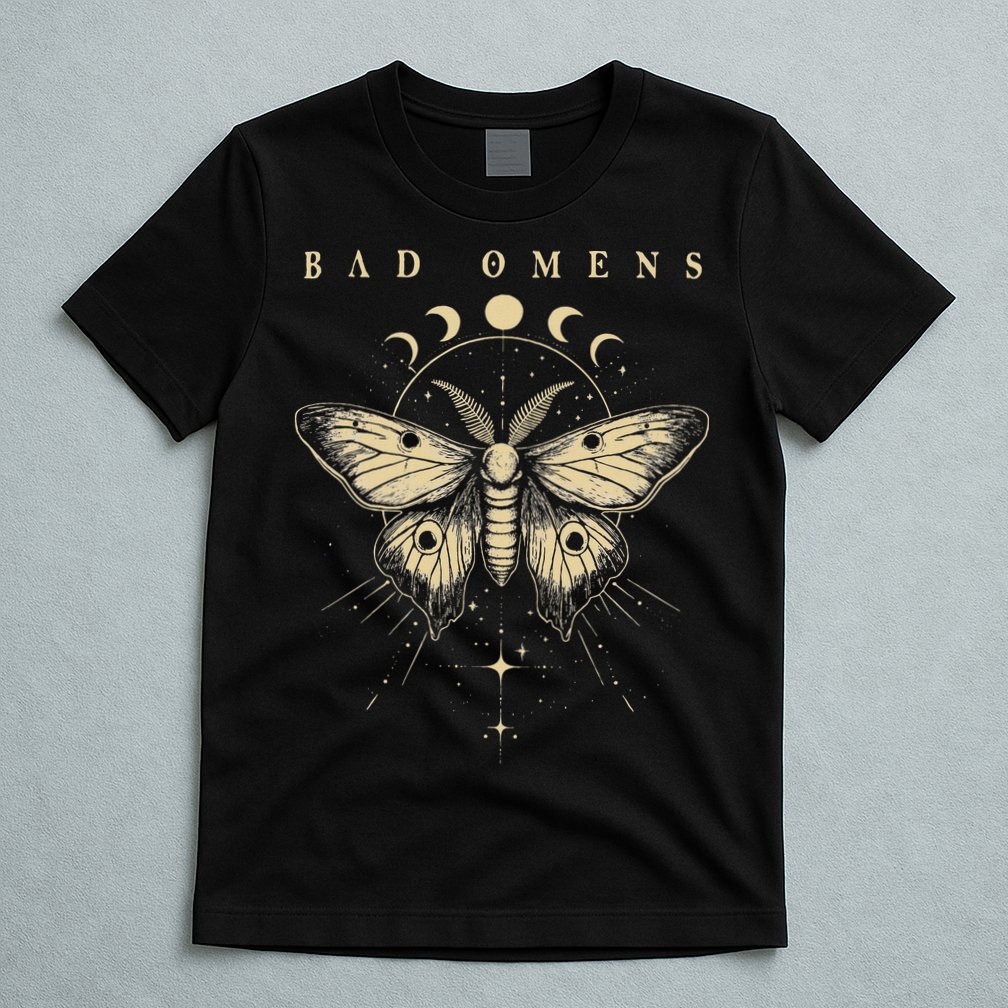 Vintage Bad Music Rock 90s Moth And Moons Vaporware Omens T-Shirt