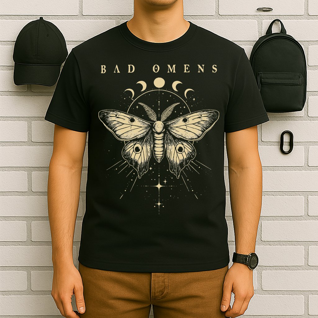 Vintage Bad Music Rock 90s Moth And Moons Vaporware Omens T-Shirt