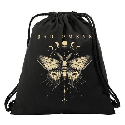 Vintage Bad Music Rock 90s Moth And Moons Vaporware Omens Drawstring Bag