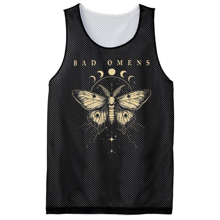 Vintage Bad Music Rock 90s Moth And Moons Vaporware Omens Mesh Reversible Basketball Jersey Tank