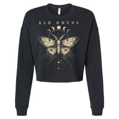 Vintage Bad Music Rock 90s Moth And Moons Vaporware Omens Cropped Pullover Crew
