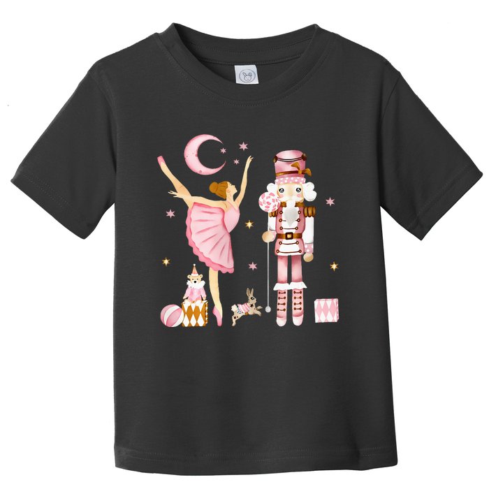 Vintage Ballet Nutcracker Christmas Pink Xmas Toddler T-Shirt