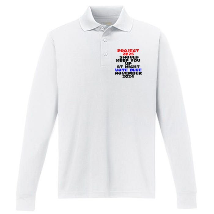 Vote Blue November 2024 Election Project 2025 Biden Democrat Performance Long Sleeve Polo