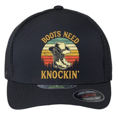 Vintage Boots Need Knockin Knocking Country Music Flexfit Unipanel Trucker Cap