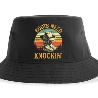 Vintage Boots Need Knockin Knocking Country Music Sustainable Bucket Hat