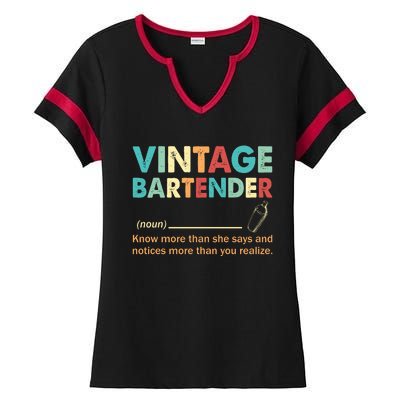 Vintage Bartender Noun Definition Fathers Day Ladies Halftime Notch Neck Tee