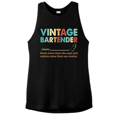 Vintage Bartender Noun Definition Fathers Day Ladies PosiCharge Tri-Blend Wicking Tank