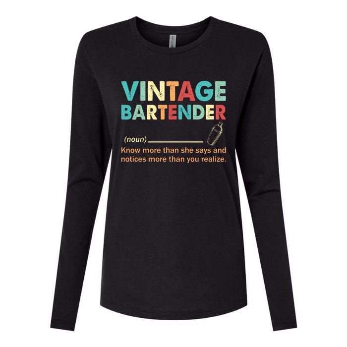 Vintage Bartender Noun Definition Fathers Day Womens Cotton Relaxed Long Sleeve T-Shirt