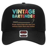 Vintage Bartender Noun Definition Fathers Day High Crown Mesh Back Trucker Hat