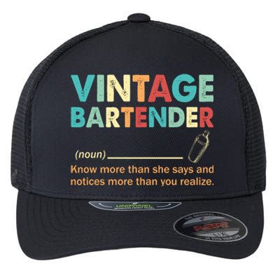 Vintage Bartender Noun Definition Fathers Day Flexfit Unipanel Trucker Cap