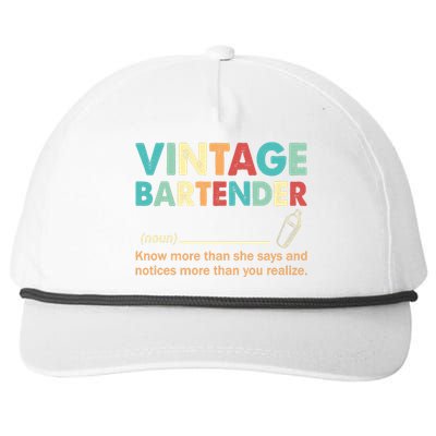 Vintage Bartender Noun Definition Fathers Day Snapback Five-Panel Rope Hat