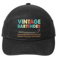 Vintage Bartender Noun Definition Fathers Day 7-Panel Snapback Hat