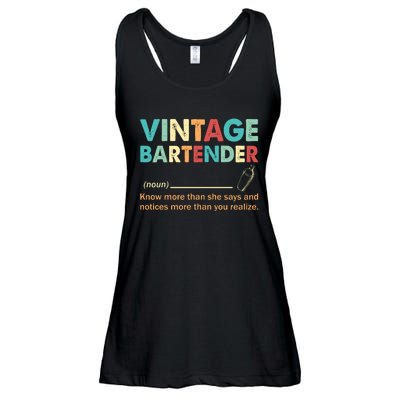 Vintage Bartender Noun Definition Fathers Day Ladies Essential Flowy Tank