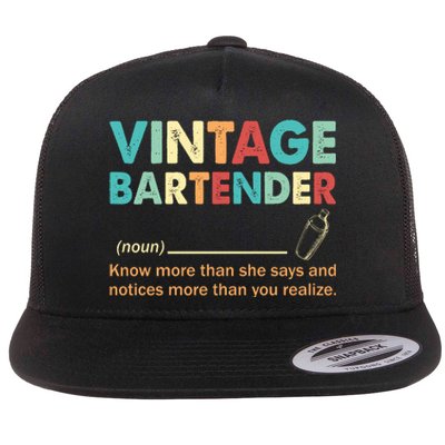 Vintage Bartender Noun Definition Fathers Day Flat Bill Trucker Hat