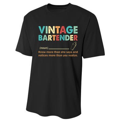 Vintage Bartender Noun Definition Fathers Day Performance Sprint T-Shirt