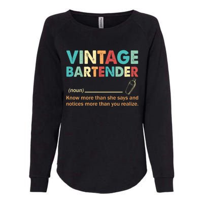 Vintage Bartender Noun Definition Fathers Day Womens California Wash Sweatshirt