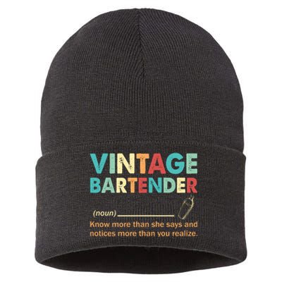 Vintage Bartender Noun Definition Fathers Day Sustainable Knit Beanie