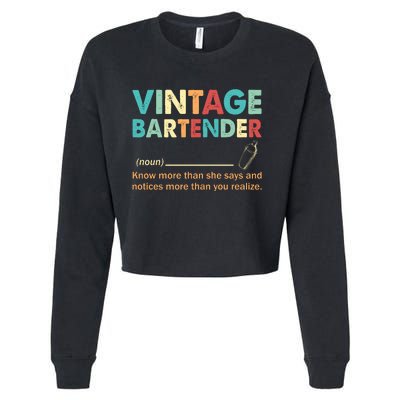 Vintage Bartender Noun Definition Fathers Day Cropped Pullover Crew