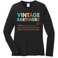 Vintage Bartender Noun Definition Fathers Day Ladies Long Sleeve Shirt