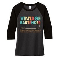 Vintage Bartender Noun Definition Fathers Day Women's Tri-Blend 3/4-Sleeve Raglan Shirt