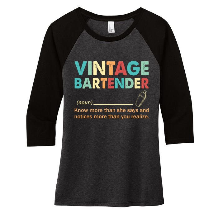 Vintage Bartender Noun Definition Fathers Day Women's Tri-Blend 3/4-Sleeve Raglan Shirt