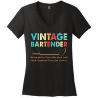 Vintage Bartender Noun Definition Fathers Day Women's V-Neck T-Shirt