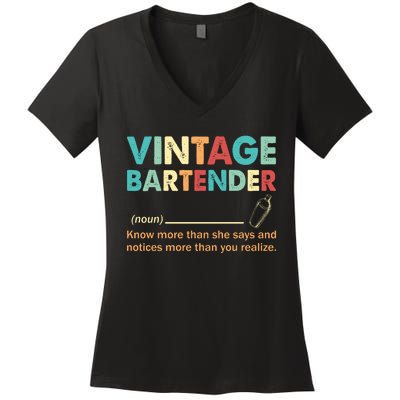 Vintage Bartender Noun Definition Fathers Day Women's V-Neck T-Shirt