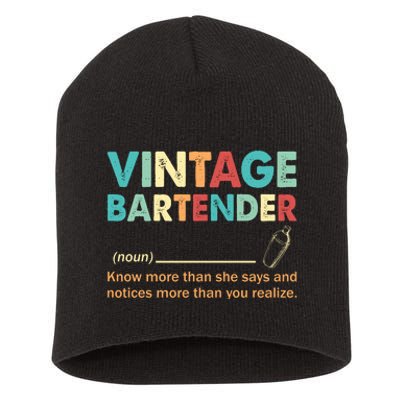 Vintage Bartender Noun Definition Fathers Day Short Acrylic Beanie