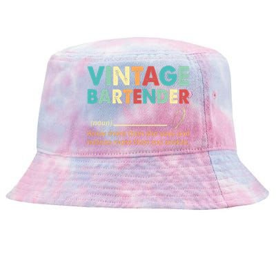 Vintage Bartender Noun Definition Fathers Day Tie-Dyed Bucket Hat