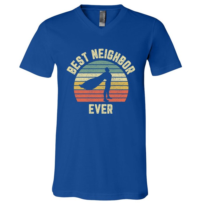 Vintage Best Neighbor Ever Superhero Fun Gift Graphic Gift V-Neck T-Shirt