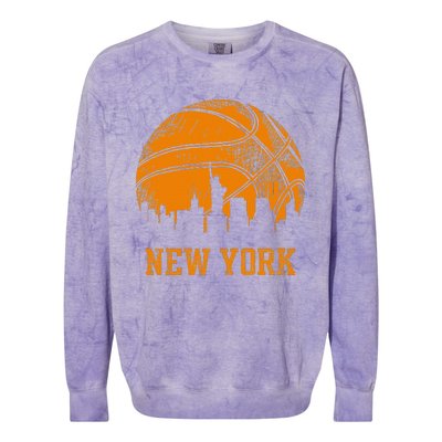 Vintage Basketball New York City Skyline Outfit Colorblast Crewneck Sweatshirt