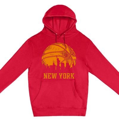 Vintage Basketball New York City Skyline Outfit Premium Pullover Hoodie