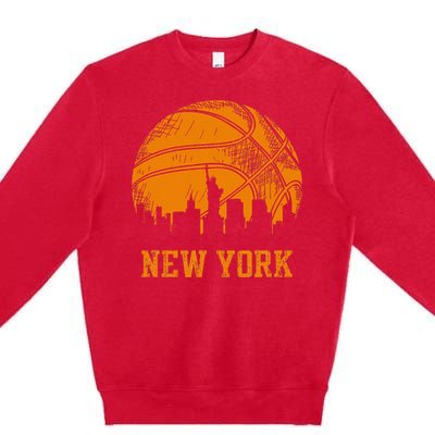 Vintage Basketball New York City Skyline Outfit Premium Crewneck Sweatshirt