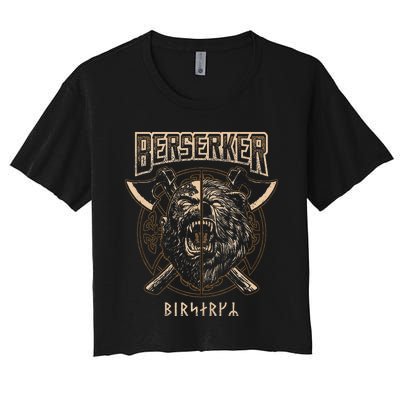 Viking Berserker Norse Pagan Bear Warrior Women's Crop Top Tee