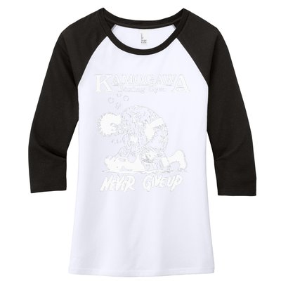 Vintage Boxer Never GiveUp KBG(Kamogawa) Boxing Gym Est 1950 Women's Tri-Blend 3/4-Sleeve Raglan Shirt