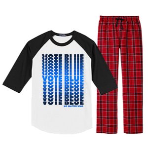 Vote Blue No Matter Who Quote Democracy Election 2024 Raglan Sleeve Pajama Set