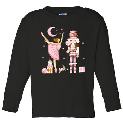 Vintage Ballet Nutcracker Christmas Pink Xmas Toddler Long Sleeve Shirt