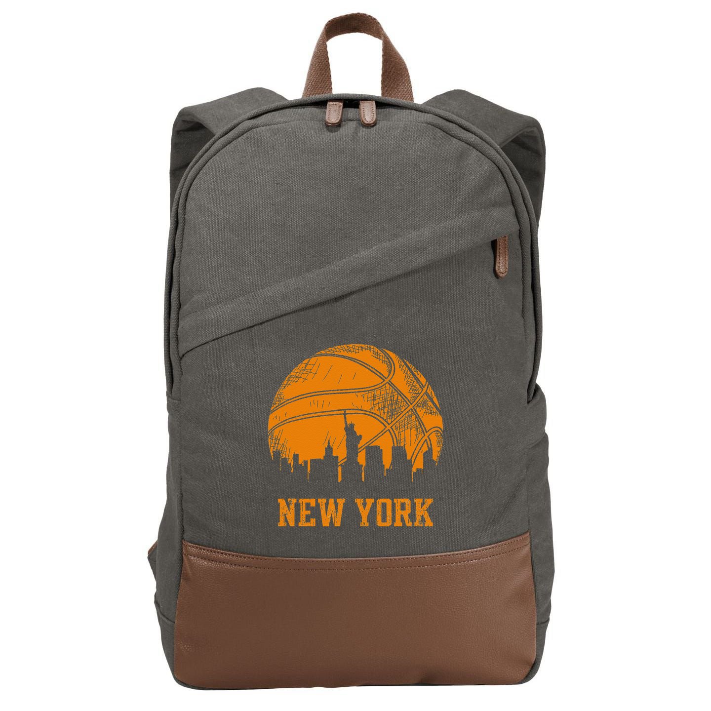 Vintage Basketball New York City Skyline Cotton Canvas Backpack