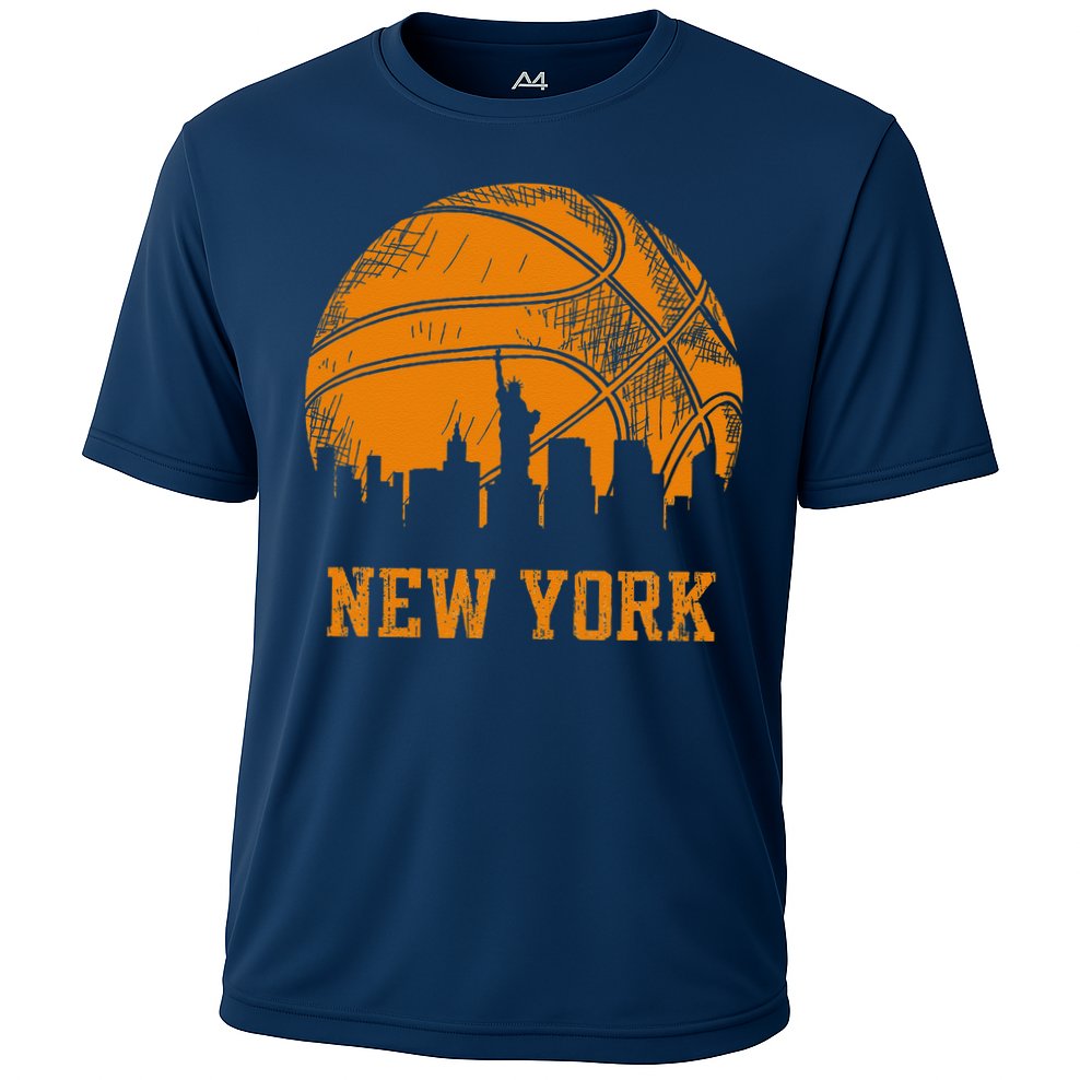 Vintage Basketball New York City Skyline Cooling Performance Crew T-Shirt
