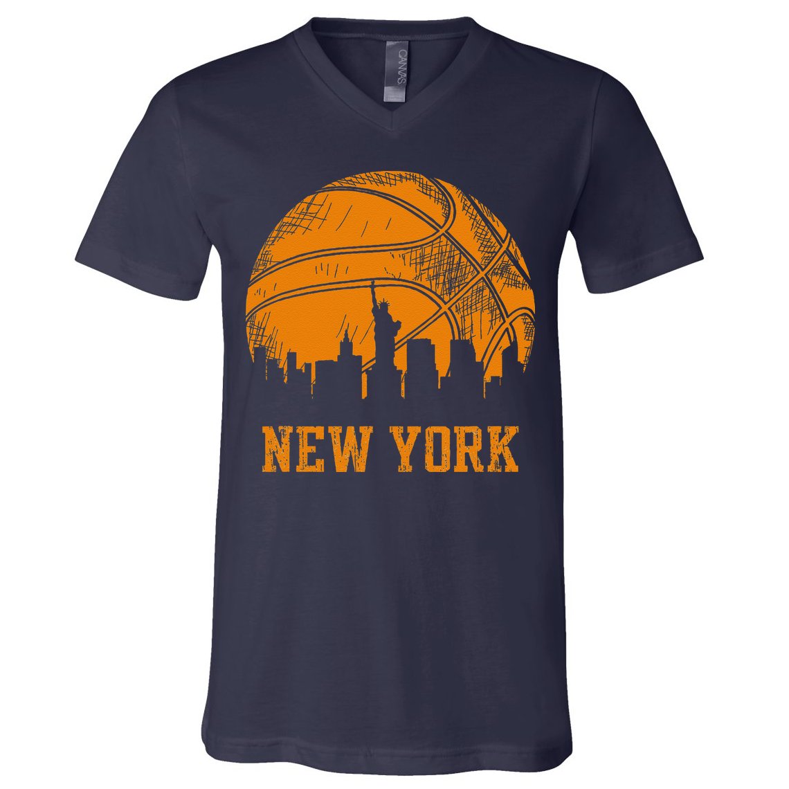 Vintage Basketball New York City Skyline V-Neck T-Shirt
