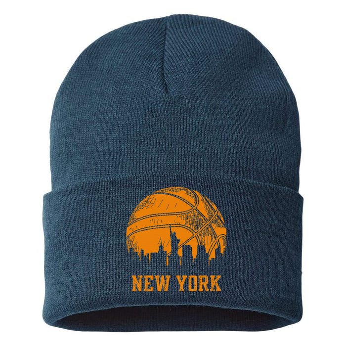 Vintage Basketball New York City Skyline Sustainable Knit Beanie