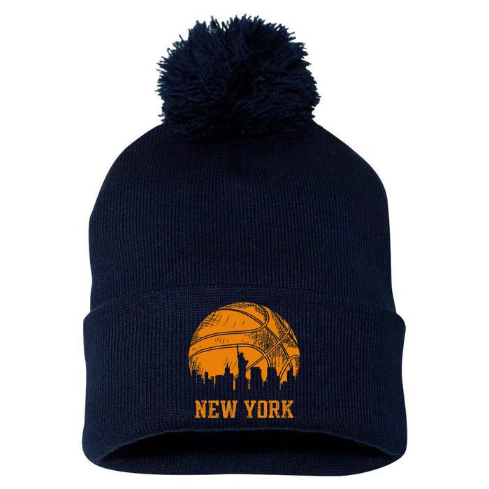 Vintage Basketball New York City Skyline Pom Pom 12in Knit Beanie