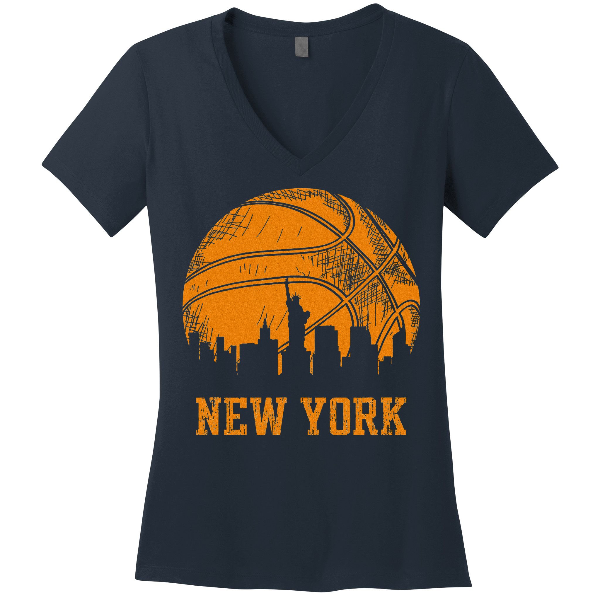 Vintage Basketball New York City Skyline Women's V-Neck T-Shirt