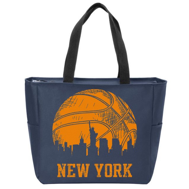Vintage Basketball New York City Skyline Zip Tote Bag