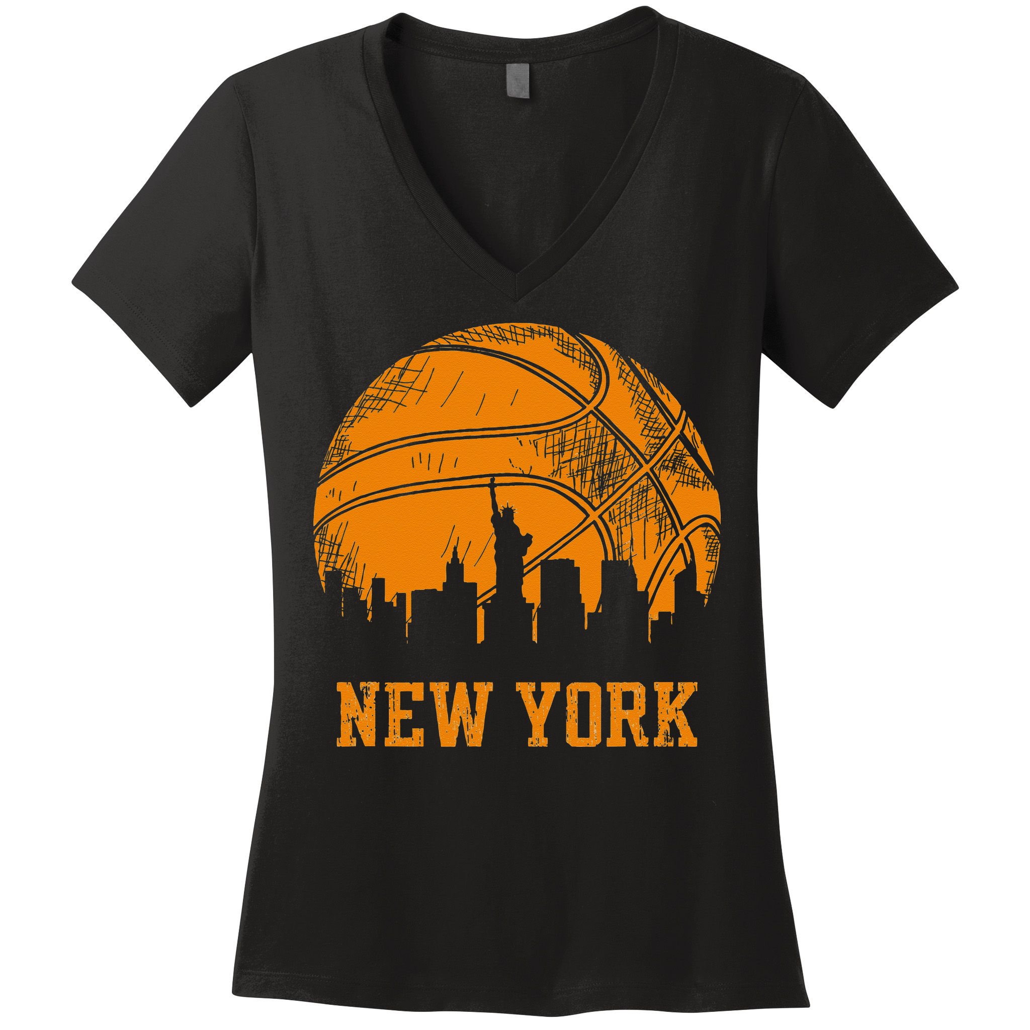 Vintage Basketball New York City Skyline Outfit Women's V-Neck T-Shirt